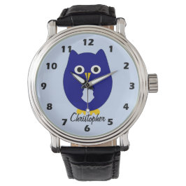 Relógio Blue Owl Design Any Colour Background Personalised