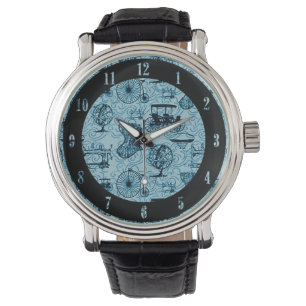 Relógio Blue Steampunk Patterno Wrist Watch