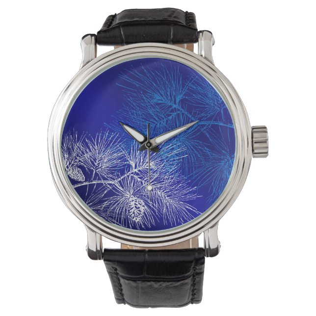 Relógio Blue White Winter Pine Watch (Frente)