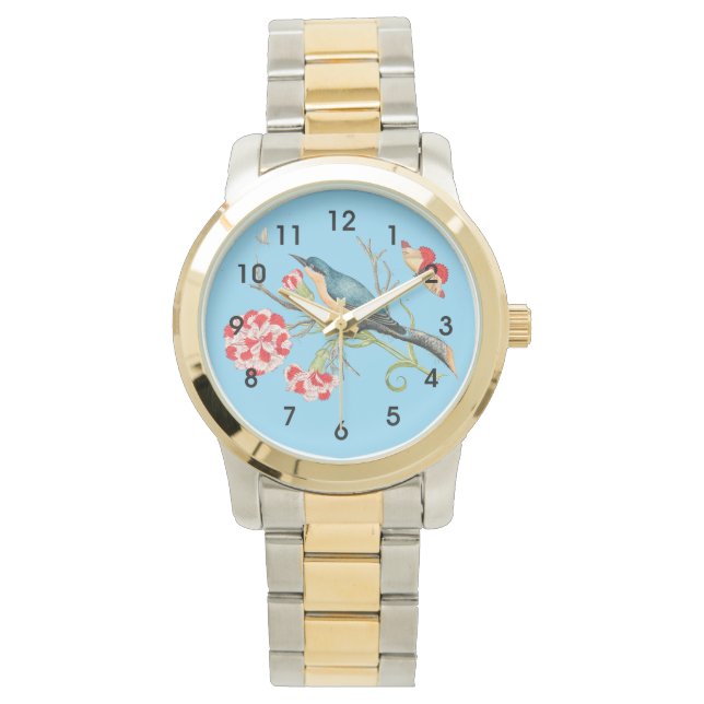 Relógio Bluebird on carnations, vintage illustration, (Frente)