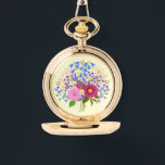Relógio Blumenstrauss Yellow Necklace Watch<br><div class="desc">A pocket watch with an image of a beautiful flower bouquet. The background,  image and text can be modified. Original artwork by W.B.</div>