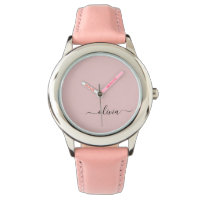 Blush Dusty Pink Modern Script Girly Monograma Nom