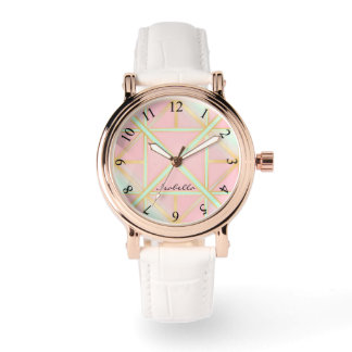 Relógio Blush Pink Soft Mint Gold Luxury Trendy Collection