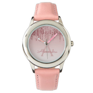 Relógio Blush Rosa Dourado Rosa Brilho e Faísca