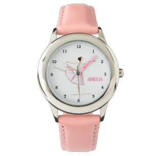 Relógio Boho Ballerina Balé Tutu Menina pratica nome rosa