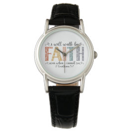 Relógio Boho Christian Walk by Faith Bible Verse Floral