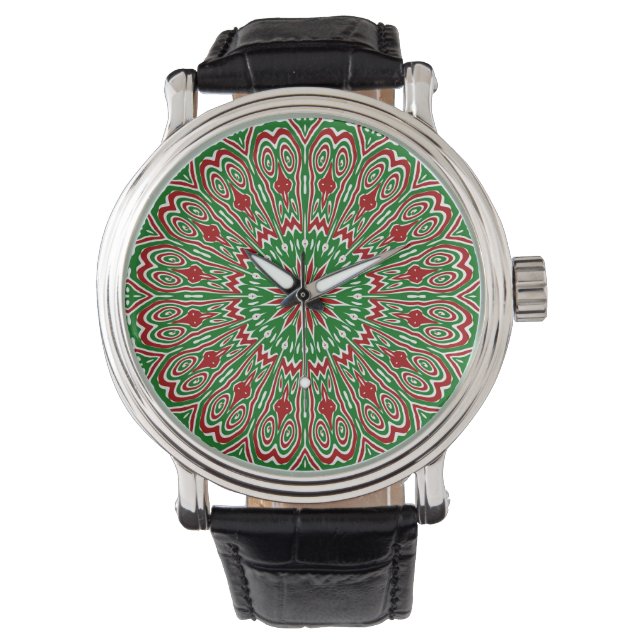 Relógio Boho Hippie Funky Trippy Ornamentado Natal Mandala (Frente)