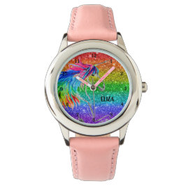 Relógio Boho Rainbow Glitter Cute Girls Unicorn Kids Watch