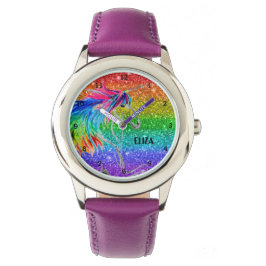 Relógio Boho Rainbow Glitter Cute Girls Unicorn Kids Watch