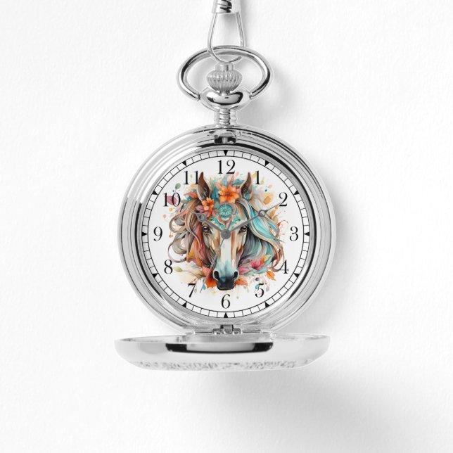 Relógio Boho Tribal Watercolor Na moda Chic Mulheres (Frente)