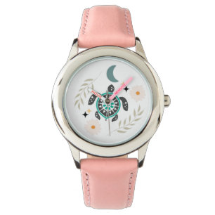 Relógio Boho Turtle   Mandala Ocean Animal Desi