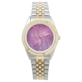 Relógio Bokeh Floral Rosa Pequenas Flores Pulverizador