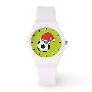 Relógio Bola De Futebol De Natal Com Chapéu De Papai Noel