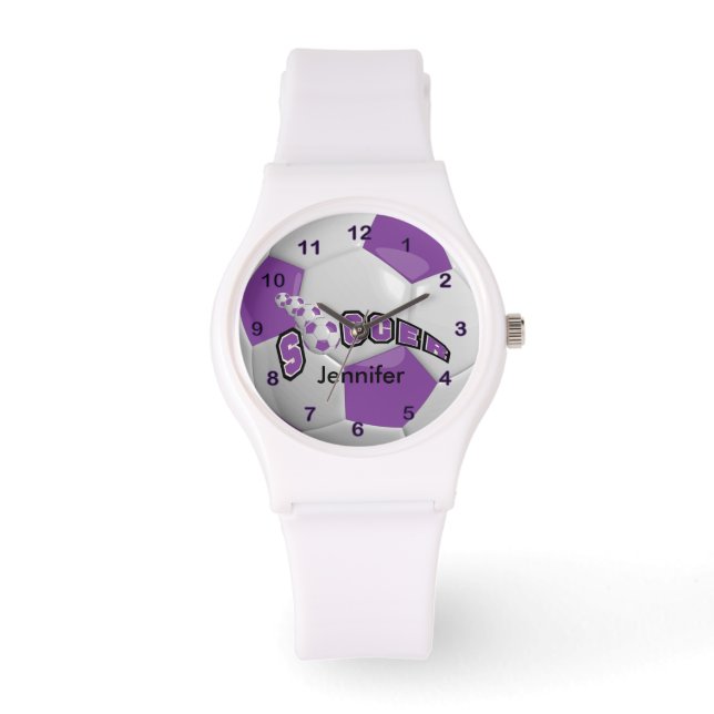 Relógio Bola de Futebol Roxo Personalizada (Frente)