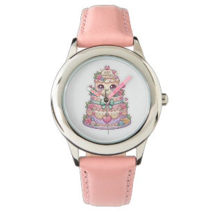 Relógio Bolo de Casamento Kawaii Fofo Pastel Floral