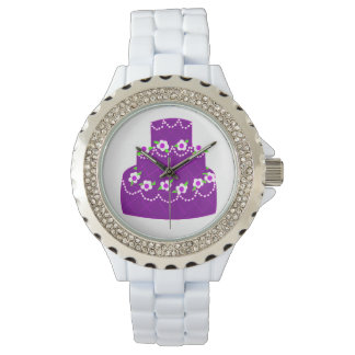 Relógio Bolo de Casamento Roxo