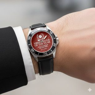 Relógio Bombeiro Elegante do Mármore Vermelho do Ano