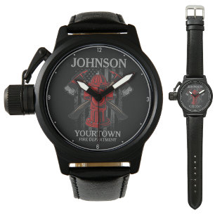 Relógio Bombeiro NOME Fire Department Hydrant USA Flag