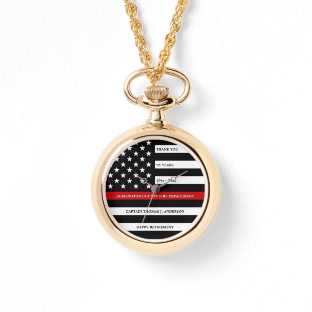 Relógio Bombeiro Personalizado com Baixa Linha Vermelha Fi (Frente)