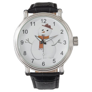 Relógio Boneco de neve com inverno do feriado do lenço e