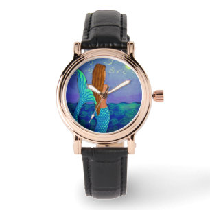 Relógio Bonita Abstrato de Arte Sereia para Vestir