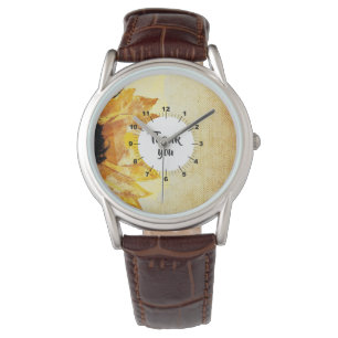 Relógio Bonita Elegante Girly Modern Sunflower Obrigado