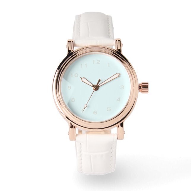 Relógio Bonito Banda de couro azul-rosegold eWatch (Frente)