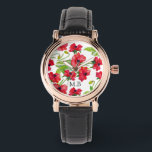 Relógio Bonito Cópias de Cor Vermelha Personalizadas<br><div class="desc">Bonito padrão de papoila de cor vermelha.</div>