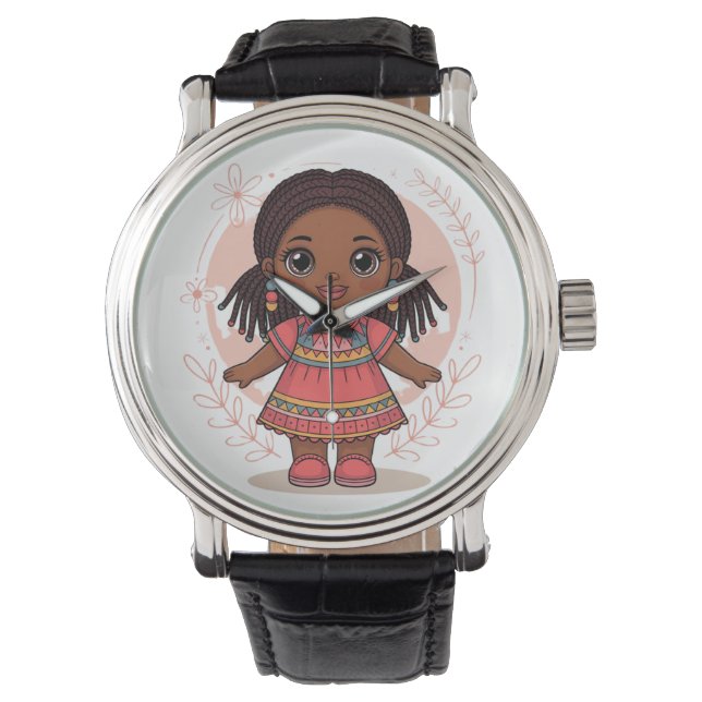 Relógio Bonito em picadas cor-de-rosa (Frente)