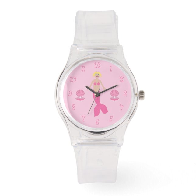Relógio Bonito fantasia rosa Sereia (Frente)