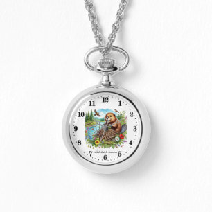 Relógio Bonito viciado em amantes de os animais de castore
