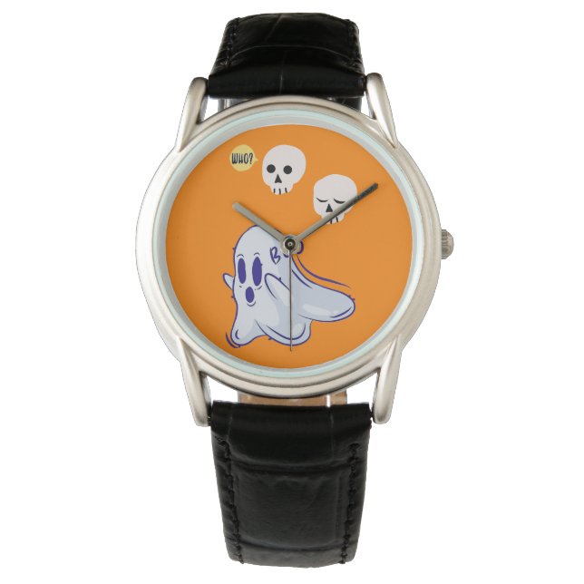 Relógio Boo Ghost UK 31 Spooky USA Skull Outubro Halloween (Frente)