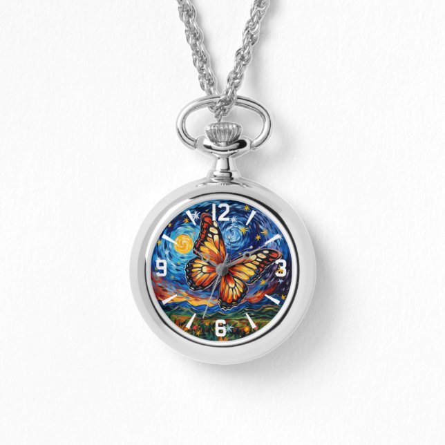 Relógio Borboleta Pintada Starry Night Sky Mulheres Legant (Frente)