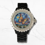 Relógio Borboleta Pintada Starry Night Sky Mulheres Legant<br><div class="desc">Borboleta Pintada Starry Night Sky Elegant Womans Watches apresenta uma borboleta colorida tendenciosa com a lua e estrelas no fundo. Criado pelo Evco Studio www.zazzle.com/store/evcostudio</div>