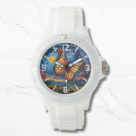 Relógio Borboleta Pintada Starry Night Sky Mulheres Legant<br><div class="desc">Borboleta Pintada Starry Night Sky Elegant Womans Watches apresenta uma borboleta colorida tendenciosa com a lua e estrelas no fundo. Criado pelo Evco Studio www.zazzle.com/store/evcostudio</div>