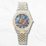 Relógio Borboleta Pintada Starry Night Sky Mulheres Legant<br><div class="desc">Borboleta Pintada Starry Night Sky Elegant Womans Watches apresenta uma borboleta colorida tendenciosa com a lua e estrelas no fundo. Criado pelo Evco Studio www.zazzle.com/store/evcostudio</div>