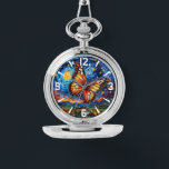 Relógio Borboleta Pintada Starry Night Sky Mulheres Legant<br><div class="desc">Borboleta Pintada Starry Night Sky Elegant Womans Watches apresenta uma borboleta colorida tendenciosa com a lua e estrelas no fundo. Criado pelo Evco Studio www.zazzle.com/store/evcostudio</div>