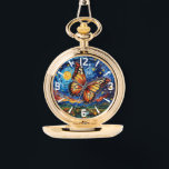 Relógio Borboleta Pintada Starry Night Sky Mulheres Legant<br><div class="desc">Borboleta Pintada Starry Night Sky Elegant Womans Watches apresenta uma borboleta colorida tendenciosa com a lua e estrelas no fundo. Criado pelo Evco Studio www.zazzle.com/store/evcostudio</div>