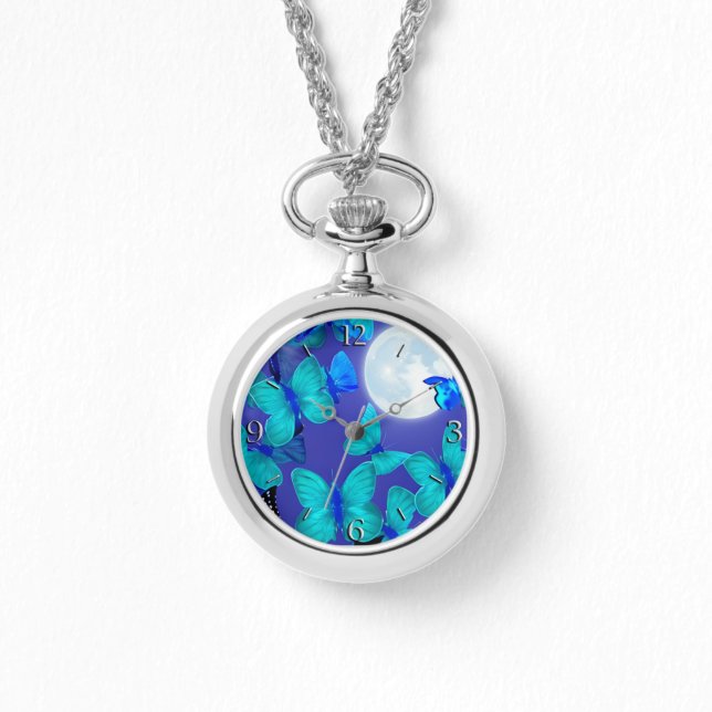 Relógio Borboletas e mariposas num céu azul profundo (Frente)