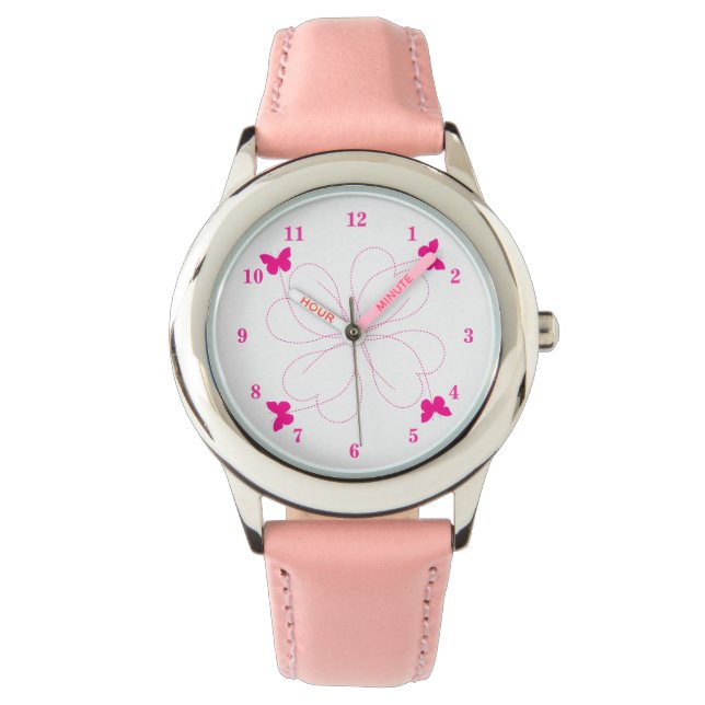 Relógio Borboletas Pink Watch Gift - Primavera (Frente)