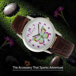 Relógio Bordas de couro castanho