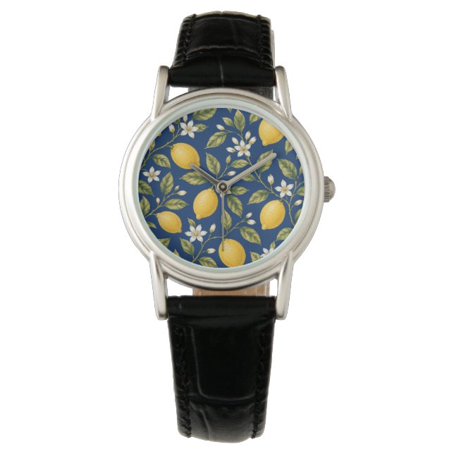 Relógio Botanical Lemon Blossom Navy Blue Watch (Frente)