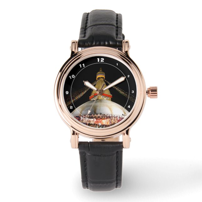 Relógio Boudhanath Stupa, Kathmandu à Noite (relógio) (Frente)