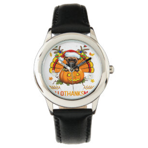 Relógio Boxer Dog Halloween Ação de Graças Presente de Xma