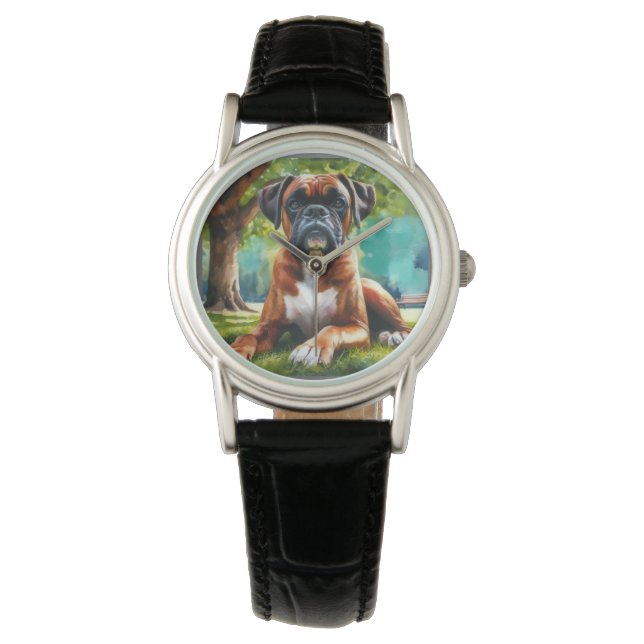Relógio Boxer Dog 🐾 Wiggle Bumbuns & Tail Wags (Frente)