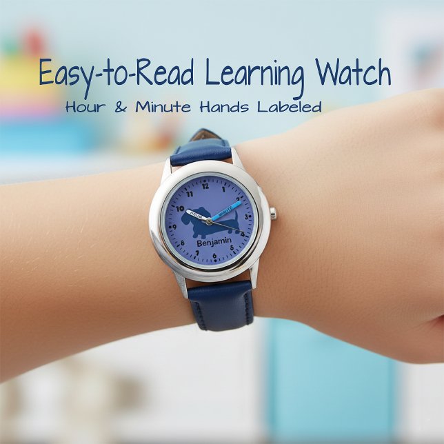 Relógio Boys First Watch - Dachshund Themed e Personalizad (Learn to tell time watch - dachshund boys watch)
