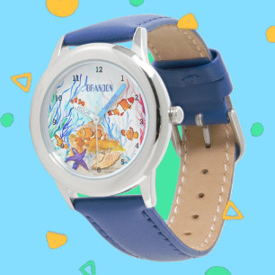Relógio Boys Ocean Fish Cute Modern Blue Kids Watch