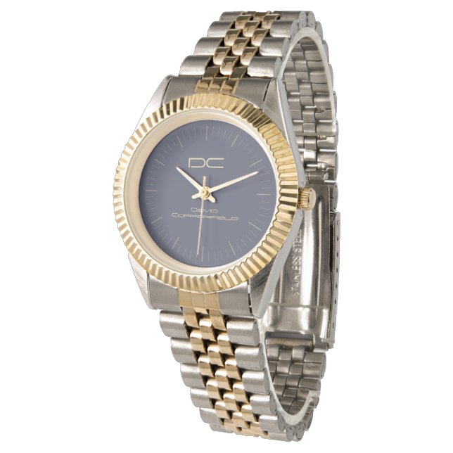 Relógio Bracelete Azul de Prata Azul Dourado Moderno com D (Angular)