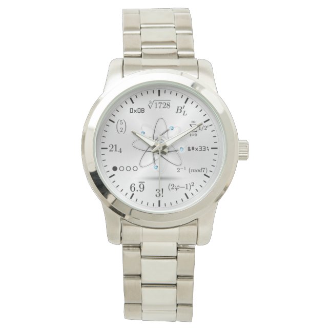 relógio bracelete de equações prateadas (Frente)