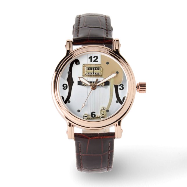 relógio branco de guitarra (Frente)